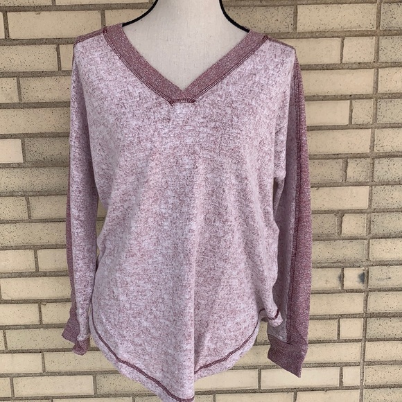 ❌DONATED❌Cherish Burgundy Contrast Long Sleeve Brushed Knit Top - Picture 4 of 10